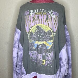 Upcycled Billabong Dreamland Midnight Sun Sweatshirt - Gray and Purple